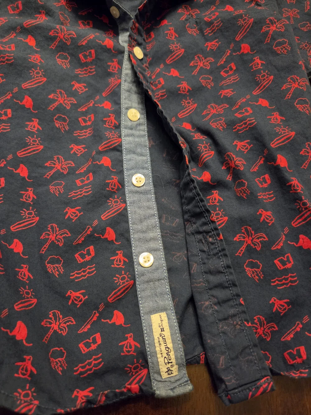 Boys 6 Penguin Button Up Shirt